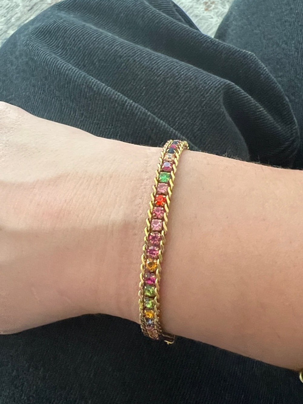 Gold Multicolor Crystal Tennis Bracelet - Women's Jewelry Stainless steel